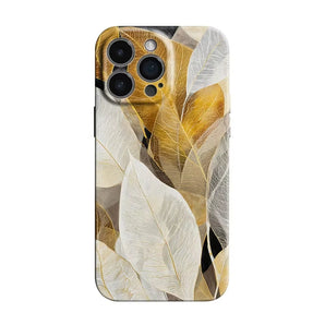 Vintage Golden Leaf Pattern Phone Case For iPhone 17 Air 16e 16 Pro Max 15 14 Plus 13 12 Mini 11 Pro XS Max Hard PC Back Cover