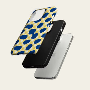 Navy Blue Geometric Mix Phone Case For Magnetic for iPhone 17 16 15 14 13 12 11 Pro Max Plus Double-layer Anti-Drop Back Cover