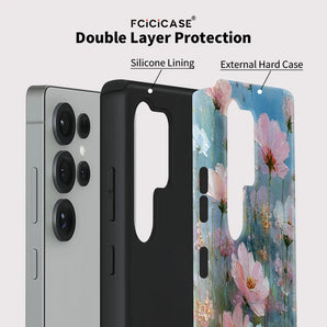 2 in 1 PC TPU Phone Case For Samsung Galaxy A36 A56 A26 A16 S23 S20 FE S25 Ultra S24 Plus Flower Shockproof Capa