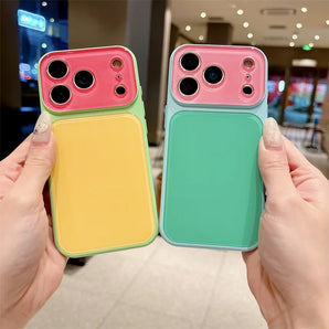 Luxury Color Collision Case For iPhone 18 17 16 15 14 Pro Max Camera Large Window Acrylic Hard PC Shockproof Back Cover