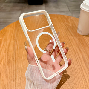 Luxury For Magsafe Magnetic Wireless Charge Case For iPhone 17Air 11 12 13 14 15 16 17 Pro Max Plus Transparent Hard Back Cover