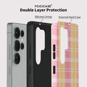 Fcicicase S25 Ultra Grid Pattern Phone Case For Samsung Galaxy S20 FE S23 Plus S24 A16 A26 A56 A36 Protective Bumper Capa