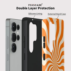 Fcicicase S25 Plus Fashion Stripe Print Phone Case For Samsung Galaxy S23 Ultra S24+ S20 FE A56 A36 A16 A26 Dual Layer Funda