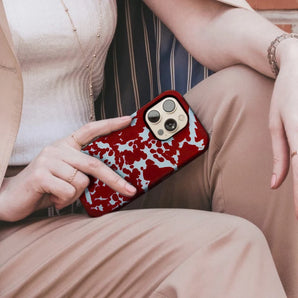 Clmj Red Graffiti Pattern Phone Case for iPhone 16 15 14 13 12 11 X XS XR XSMAX 7 8 Pro Max Plus Luxury Double-layer Back Cover
