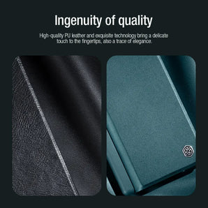 NILLKIN Qin Flip Leather Case for Samsung Galaxy Z Fold 5 with S-Pen Pocket Slide Camera Lens Cover Full Protection Phone Case
