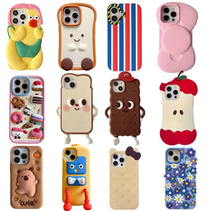 For iPhone 13 14 15 16 Pro Max ,3D Cute Cartoon Various Soft Silicone Phone Case, Back Cover Skin Shell, Protect Camera, Durable