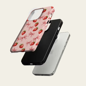 Pink Strawberry Bow Phone Case for IPhone 17 16 15 14 13 Pro Max Plus for Magnetic Single Double-layer Tough Case