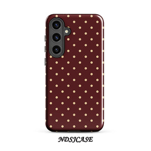 Fashion Burgundy Dot Phone Case for Samsung Galaxy S20 FE S22 S24 S25 Plus Ultra 4G 5G Luxury Double-layer Back Cover Funda