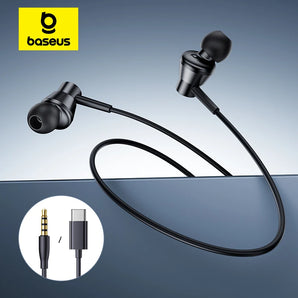 Baseus Encok CZ11/HZ11 Wired Earphones Type-C/3.5mm Jack Wired Headphones With Mic 120°Angle For Laptop Computer Tablet Phone