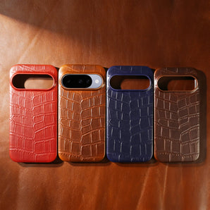 Luxury Oil Wax Crocodile Genuine Leather Phone Case For Google Pixel 9 10 Pro 10A 9A 8A 6A 6 7 8 Pro Back Cover Cases Coque Capa