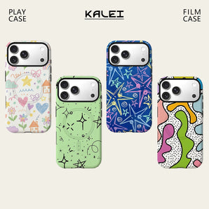 Doodle Rainbow Phone Case For Magnetic for iPhone 17 16 15 14 13 12 11 Pro Max Plus Double-layer Anti-Drop Back Cover