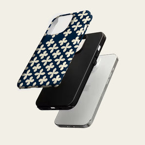 Navy Blue Cream Geometric Phone Case For Magnetic for iPhone 17 16 15 14 13 12 11 Pro Max Plus Double-layer Anti-Drop Back Cover
