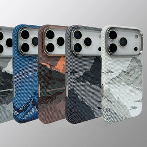 Magnetic Snow Mountain Case Cover for iPhone 17 16 Pro Max Matte Relief Hard PC Shell Camera Lens Protection Phone Capinha Funda