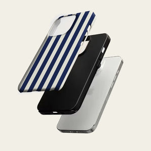 Navy & White Vertical Stripe Phone Case for IPhone 17 16 15 14 13 Pro Max Plus for Magnetic Single Double-layer Tough Case