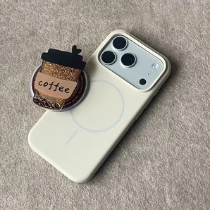 Korean Cute Coffee Cup for Magsafe Griptok Holder Phone Finger Ring Stand Support for IPhone 15 16 17 Pro Max Girl Bracket