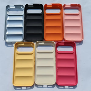 Luxury Silicone Down Jacket Phone Case For Google Pixel 9 8 7 6 5 4 3 Pro XL 9A 7A 6A 5A Fashion Simple Solid Color Back Cover