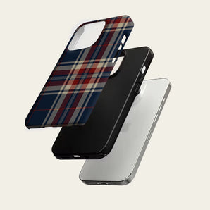 Red Navy Plaid Phone Case for IPhone 17 16 15 14 13 Pro Max Plus for Magnetic Single Double-layer Tough Case