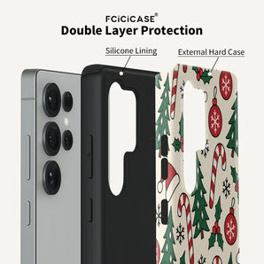 Fcicicase Green Christmas Tree Phone Case For Samsung Galaxy S26 Ultra S25 S24 S23 Plus S22 S20 FE A16 A26 A36 A56 PC +TPU Cover
