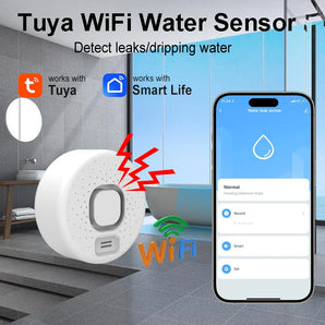 Tuya WiFi Water Leakage Detector Smart Life Drip Sensor High Decibel Sound Alarm Kitchen Bathroom Flood Leak APP Remote Alert