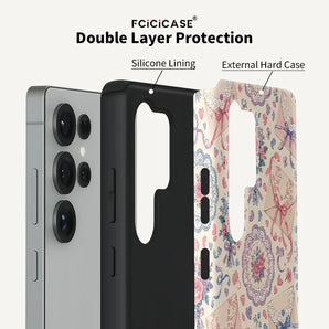 Flowers Case For Samsung Galaxy S26 Ultra S25 S24 S23 Plus S22 S20 FE A16 A26 A36 A56 Double-layer PC +TPU Cover Coque