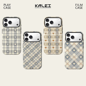 Neutral Tone Heart Phone Case For Magnetic for iPhone 17 16 15 14 13 12 11 Pro Max Plus Double-layer Anti-Drop Back Cover