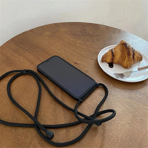 Crossbody Lanyard Cord Liquid Silicone Case For iPhone 13 16 12 Mini 14 15 Pro Max X XS XR 7 8 Plus SE Necklace Strap Soft Cover