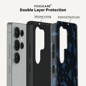 Fcicicase Shark Dolphin Print Phone Case For Samsung Galaxy S26 Ultra S25 S24 S23 Plus S22 S20 FE A16 A26 A36 A56 PC +TPU Covers