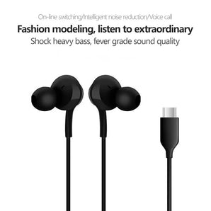 Original Type C With Wired Headphones For Samsung Galaxy S25 S24 S23 S22 S21 Ultra iPhone 16 17 Xiaomi Earbuds 3.5 MM Earphones