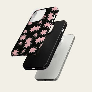 Black Base Pink Minimal Phone Case For Magnetic for iPhone 17 16 15 14 13 12 11 Pro Max Plus Double-layer Anti-Drop Back Cover