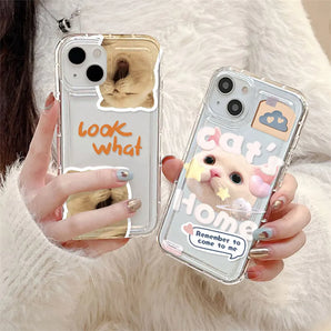Soft TPU Phone Case For iPhone 11 Funda iPhone 16 15 13 14 12 Pro Max XR X XS 7 8 6 SE Plus 13pro 15pro Cartoon Cat Bumper Cover