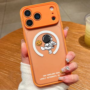 Cute Astronaut Pattern Magnetic Phone Case For iPhone 17e 17 16 15 14 13 Pro Max 17 Pro 16e For Magsafe Hard PC Matte Back Cover