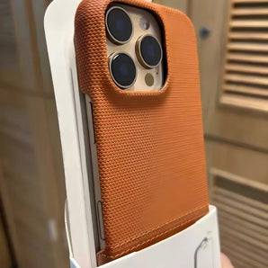 Business Splice Leather Nylon Fabric Case For iPhone 17 Air 16 15 14 Plus 13 12 Pro Max Frameless Cooling Matte Shockproof Cover