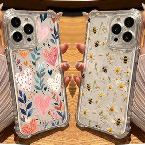 Flower Leaves Clear Shockproof Case For Motorola G86 Power Moto Edge 70 50 Pro 60 Fusion G Stylus G06 G24 G60 G24 G72 G56 Cover