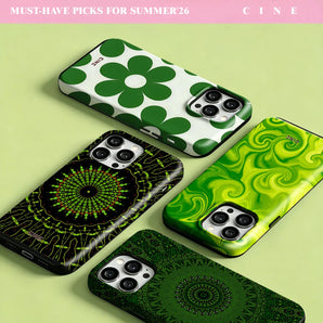 green mandala kaleidoscope Phone Case for iPhone 18 17 16 15 14 13 12 Pro Max Plus Air Magnetic Double-layer Back Cover