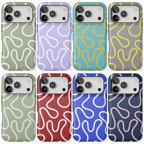 Luxury Abstract Curve Print Phone Case for iPhone 18 17e 16e 15 14 13 12 11 Air Pro Max Plus Double-layer Back Cover