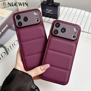 Fashion Solid Color Down Jacket Soft Phone Case For iPhone 18 17 16 15 14 13 Pro Max 18 Pro Air Shockproof Lens Protection Cover