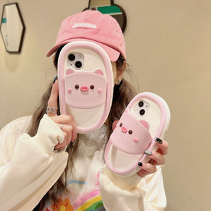 Soft Silicone Phone Back Cover, Skin Shell, 3D Cute Cartoon Case, Slipper Pig , iPhone 11, 12, 13, 14, 15, 16 Pro Max Shockproof