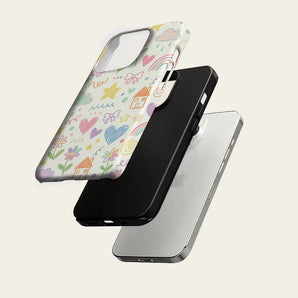 Doodle Rainbow Phone Case For Magnetic for iPhone 17 16 15 14 13 12 11 Pro Max Plus Double-layer Anti-Drop Back Cover