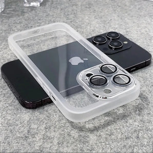 With Lens Protection Anti-slip Transparent Case For iPhone 15 14 13 12 16 Pro Max X XS XR 7 8 Plus Soft Silicone Clear Cover