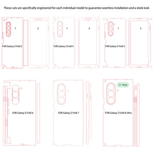 2026 olorful Anti-Scratch Stickers For Samsung Galaxy Z Fold 8 Ultra 8 7 6 5 4 Protective Decal Skin Cover Back Film