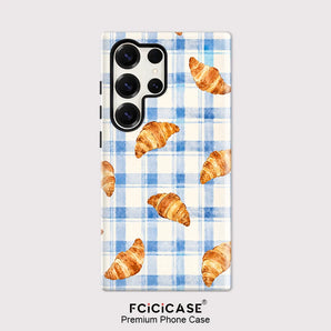 Anti-knock Phone Case For Samsung Galaxy S26 Edge S25+ A56 A36 S23 Ultra A26 A16 S24 Plus Bread Grid Pattern Cover