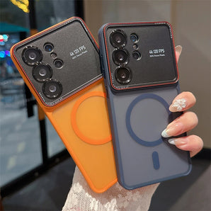 Luxury Translucent For Magsafe Magnetic Phone Case For Samsung Galaxy S25 S24 S26 Ultra Metal Camera Protection Matte Hard Cover