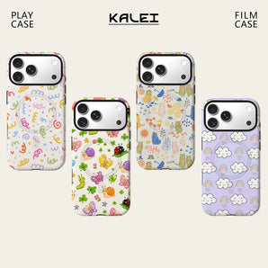 Curly Confetti Phone Case For Magnetic for iPhone 17 16 15 14 13 12 11 Pro Max Plus Double-layer Anti-Drop Back Cover