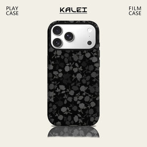 Black Floral Shadow Phone Case for IPhone 17 16 15 14 13 Pro Max Plus for Magnetic Single Double-layer Tough Case