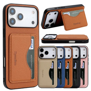 Anti-Fall Case Cards Bag Kickstand Wallet Case For iPhone 17 Promax 16 Pro Max 15 Plus 14 13 12 17e 16e Phone Cover