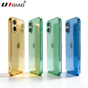 Luxury Transparent Colorful Soft Case For iPhone 17 Air 17e 16 16e 15 14 Pro Max Plus Candy Color Clear TPU Ultra Thin Shell 17+