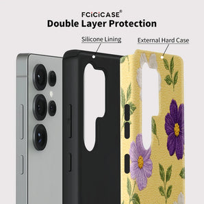 PC +TPU Case For Samsung Galaxy S26 Ultra S25 S24 S23 Plus S22 A16 A26 A36 A56 5G Shockproof Flower Pattern Cover Etui