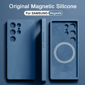 Liquid Silicone Magnetic Case For Samsung Galaxy S25 S22 S21 S23 S24 Ultra Case A15 A54 A35 A55 5G Magsafe Wireless Charge Cover