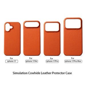 Luxury Simulation Cowhide Leather Case for Apple iPhone 17 Pro Max Cover iPhone17 Air PU Leather Official Style Phone Cover