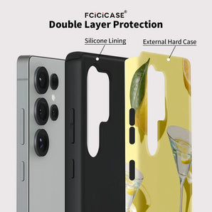 Fcicicase Fashion Lemon Phone Case For Samsung Galaxy S23+ S20 FE S25 Ultra S24 Plus A36 A16 5G A56 A26 Acrylic Dual Layer Cover